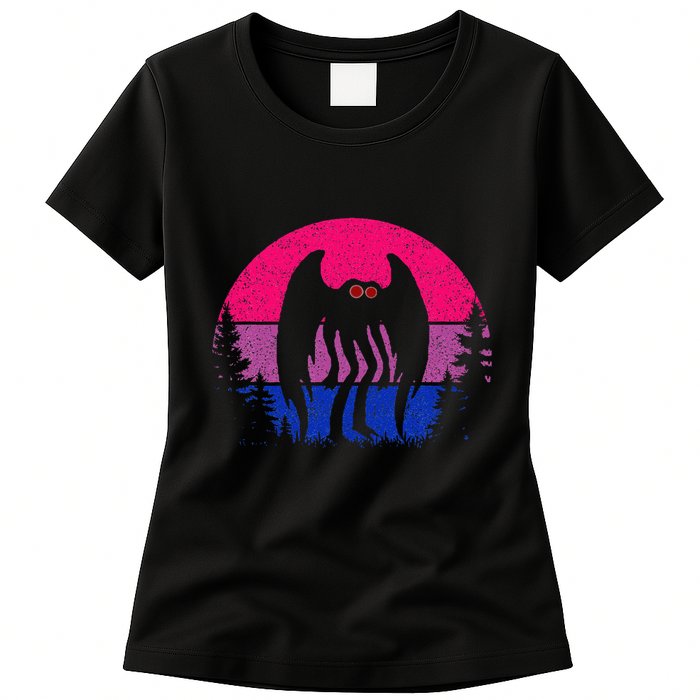 Retro Bi Mothman Bisexual Pride Point Pleasant Cryptid Womens T-Shirt