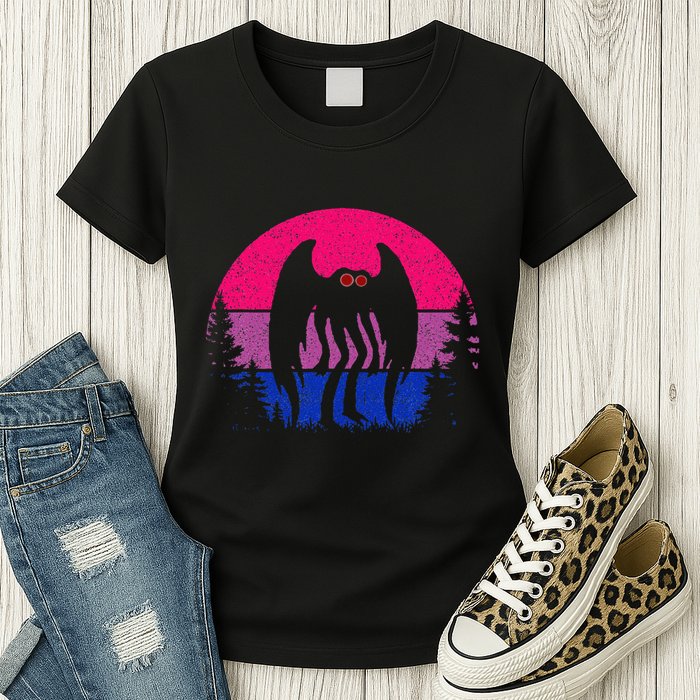 Retro Bi Mothman Bisexual Pride Point Pleasant Cryptid Womens T-Shirt