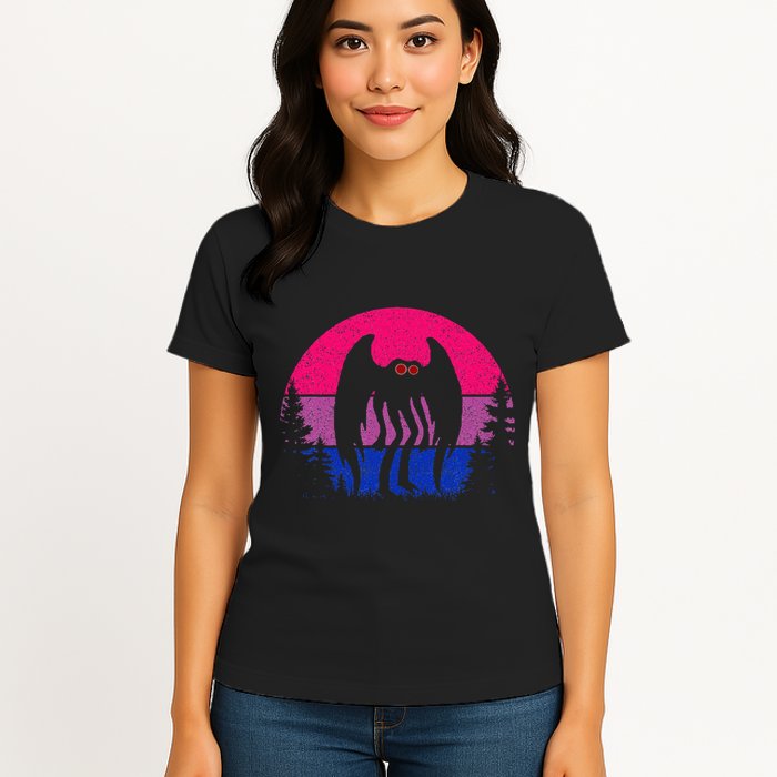 Retro Bi Mothman Bisexual Pride Point Pleasant Cryptid Womens T-Shirt