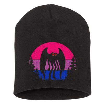Retro Bi Mothman Bisexual Pride Point Pleasant Cryptid Short Acrylic Beanie
