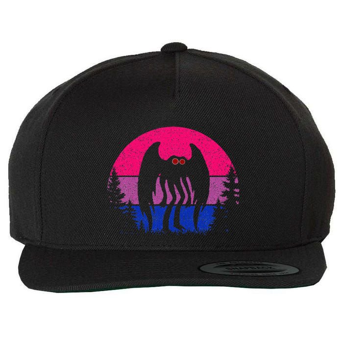 Retro Bi Mothman Bisexual Pride Point Pleasant Cryptid Wool Snapback Cap