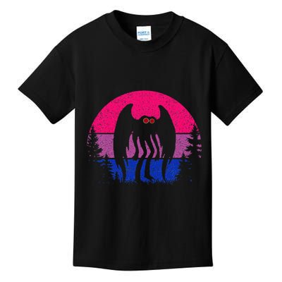 Retro Bi Mothman Bisexual Pride Point Pleasant Cryptid Kids T-Shirt