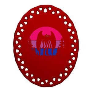 Retro Bi Mothman Bisexual Pride Point Pleasant Cryptid Ceramic Oval Ornament