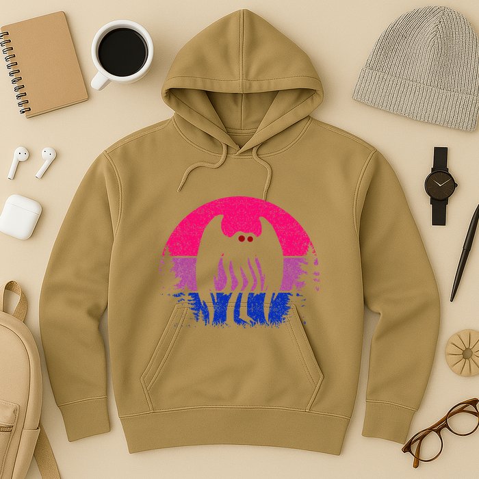 Retro Bi Mothman Bisexual Pride Point Pleasant Cryptid Hoodie