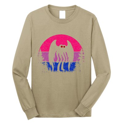 Retro Bi Mothman Bisexual Pride Point Pleasant Cryptid Long Sleeve Shirt