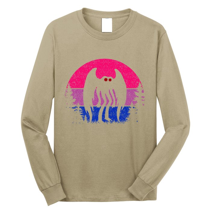 Retro Bi Mothman Bisexual Pride Point Pleasant Cryptid Long Sleeve Shirt