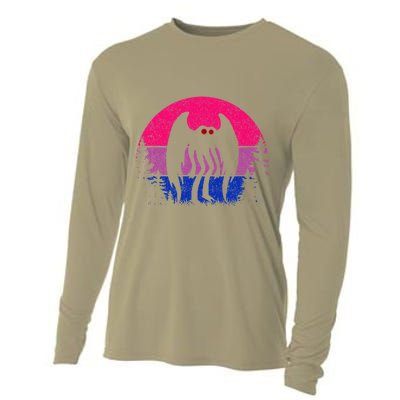 Retro Bi Mothman Bisexual Pride Point Pleasant Cryptid Cooling Performance Long Sleeve Crew