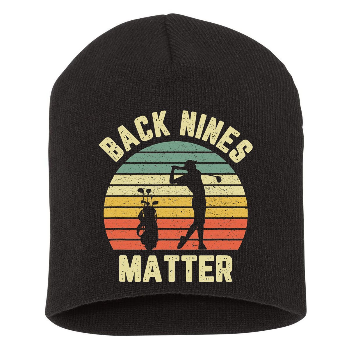 Retro Back Nines Matter Golfing Lover Golf Putt Short Acrylic Beanie