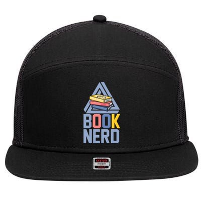 Reading Book Nerd Bookaholic Bookworm Retro Librarian Cute Gift 7 Panel Mesh Trucker Snapback Hat