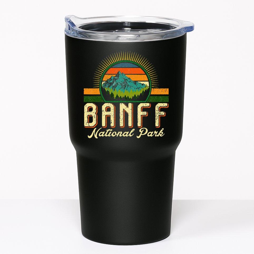 Retro Banff National Park Moutains Camping Hiking Outdoor Tumbler