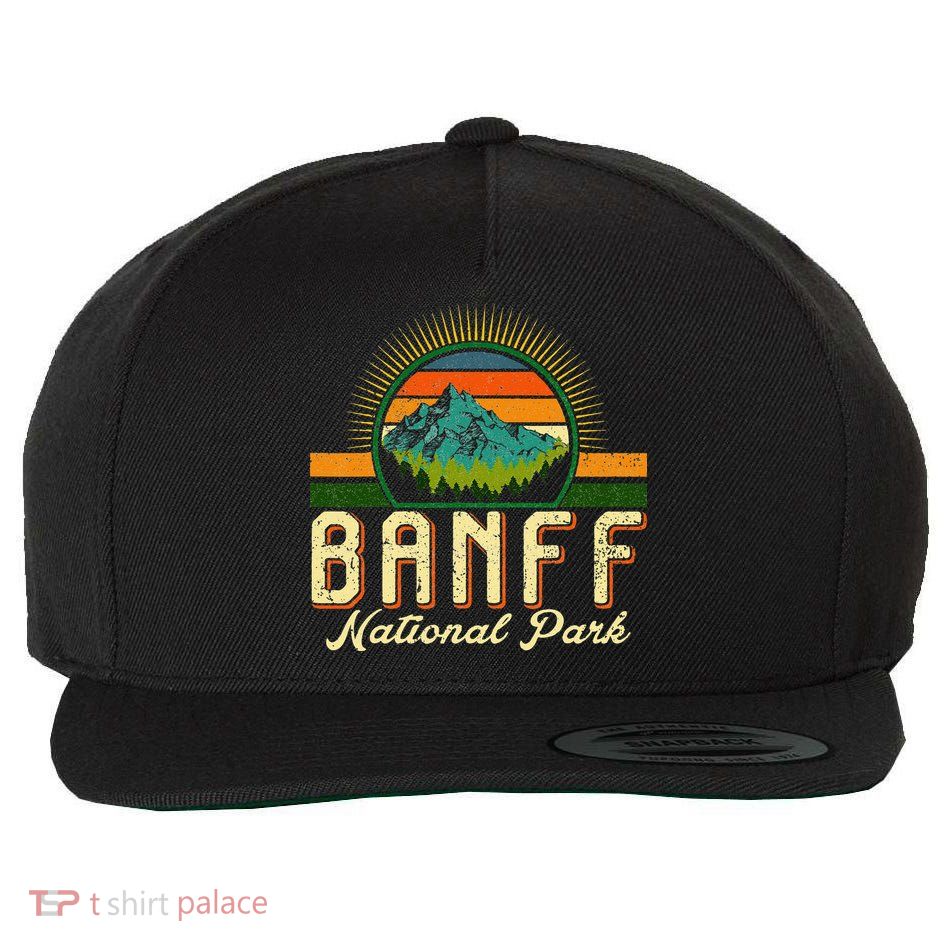 Retro Banff National Park Moutains Camping Hiking Outdoor Wool Snapback Cap