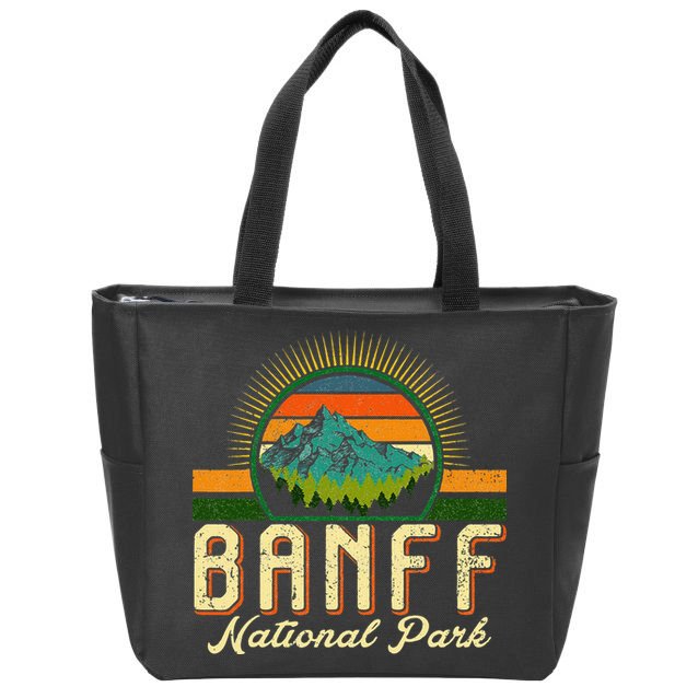 Retro Banff National Park Moutains Camping Hiking Outdoor Zip Tote Bag