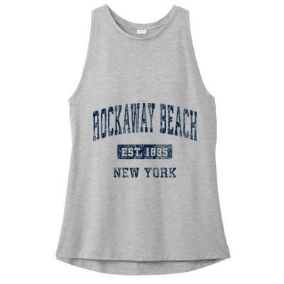 Rockaway Beach New York Ny Vintage Athletic Sports Design Ladies PosiCharge Tri-Blend Wicking Tank
