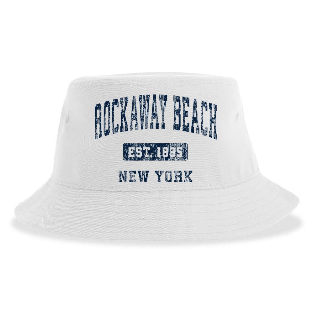 Rockaway Beach New York Ny Vintage Athletic Sports Design Sustainable Bucket Hat