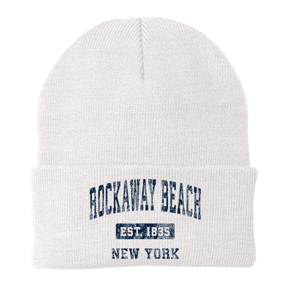 Rockaway Beach New York Ny Vintage Athletic Sports Design Beanie
