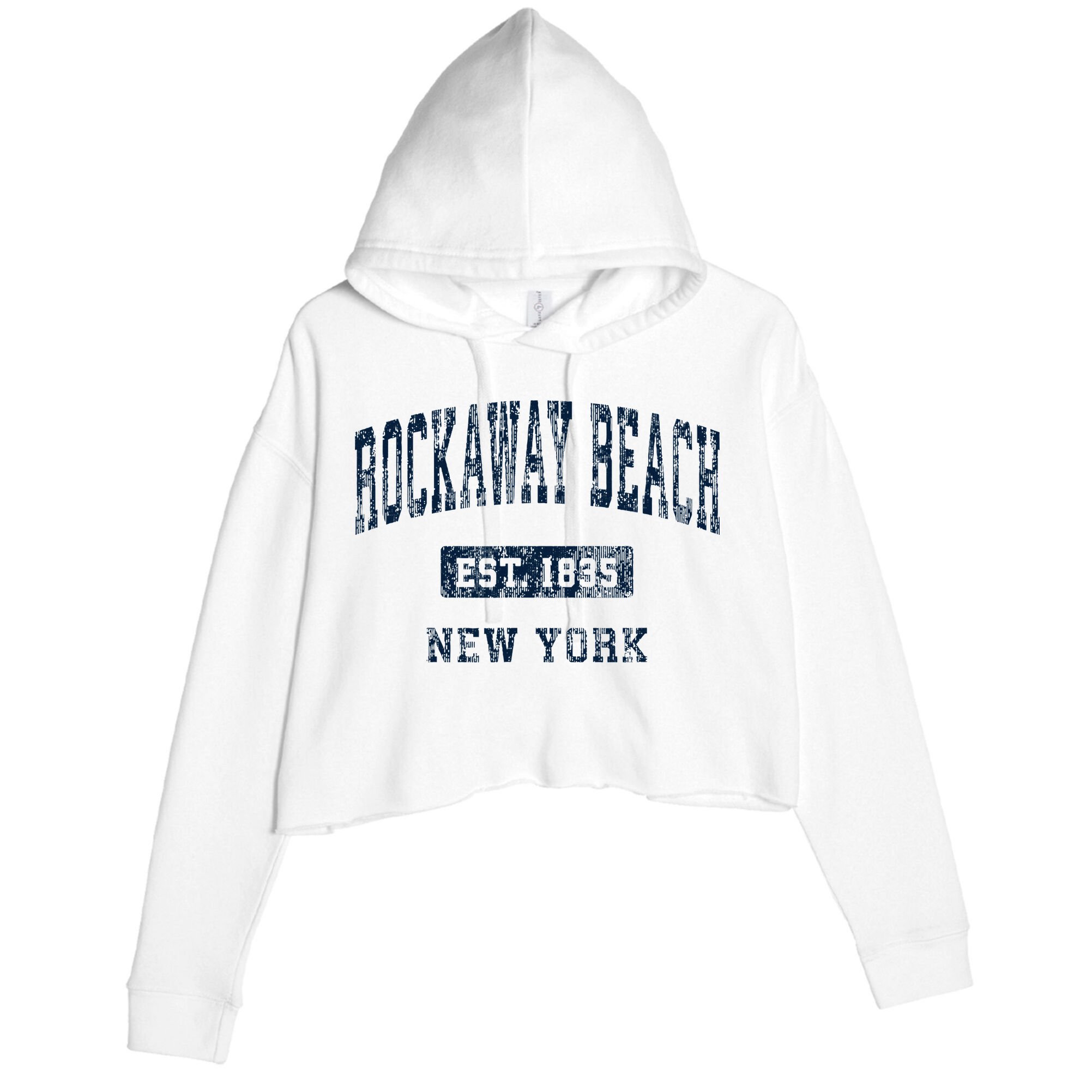Rockaway Beach New York Ny Vintage Athletic Sports Design Crop Fleece Hoodie