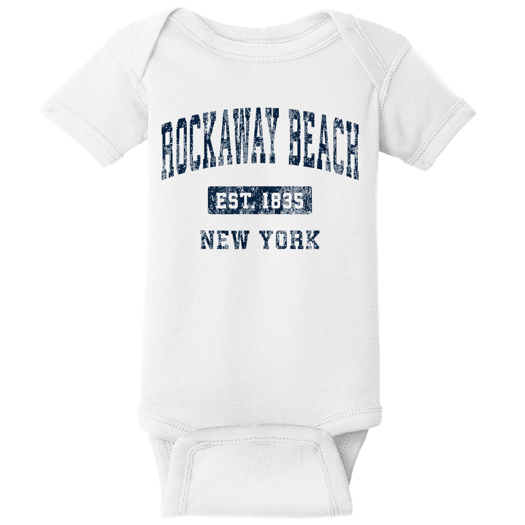 Rockaway Beach New York Ny Vintage Athletic Sports Design Baby Bodysuit