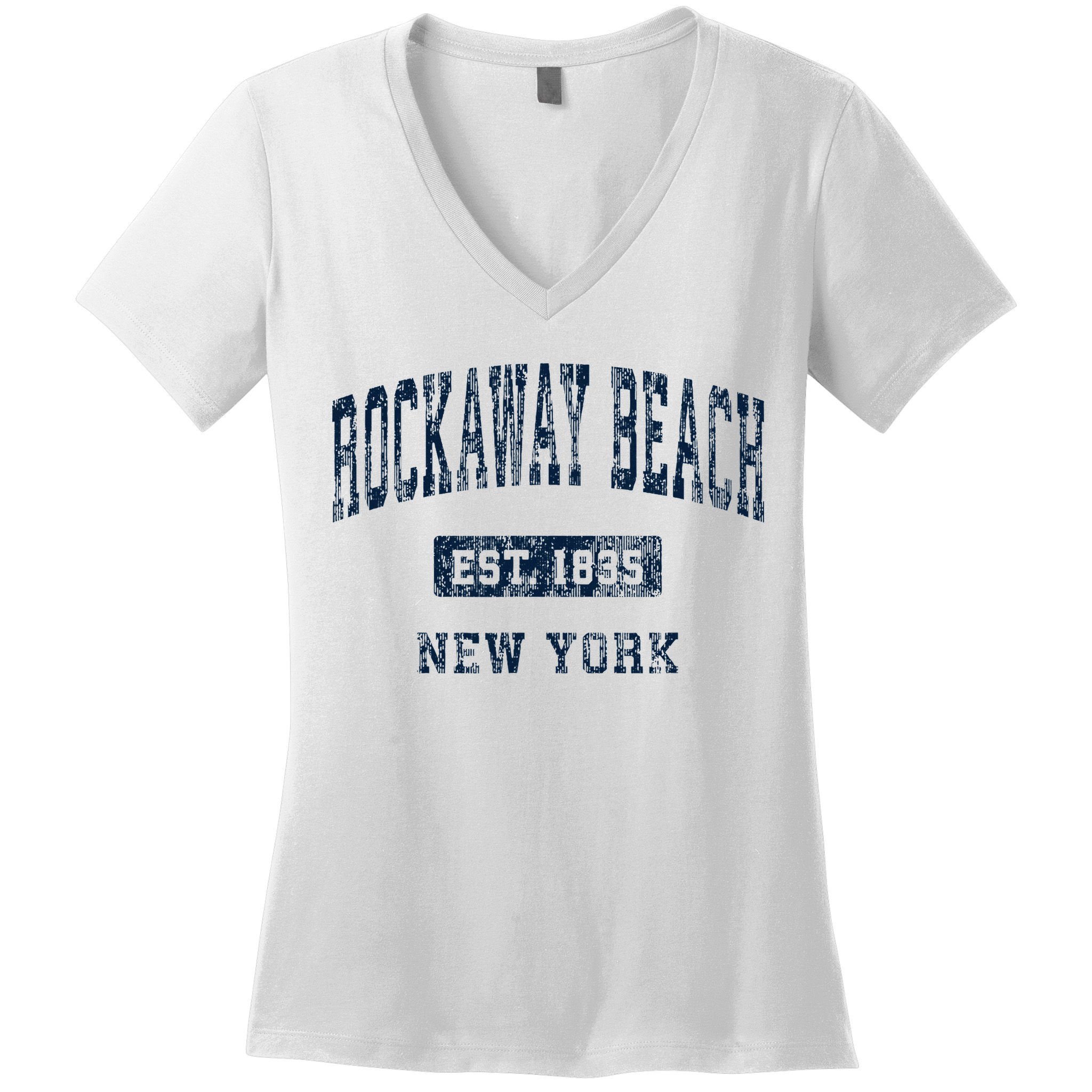 Rockaway Beach New York Ny Vintage Athletic Sports Design Women's V-Neck T-Shirt