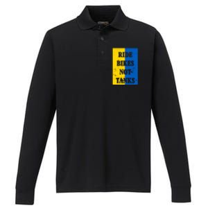 Ride Bikes Not Tanks Ukraine Performance Long Sleeve Polo