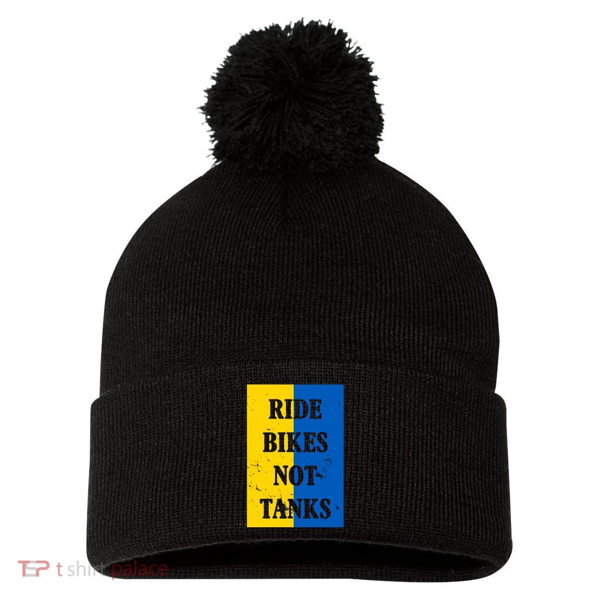 Ride Bikes Not Tanks Ukraine Pom Pom 12in Knit Beanie