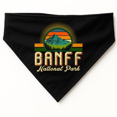 Retro Banff National Park Moutains Camping Hiking Outdoor USA-Made Doggie Bandana