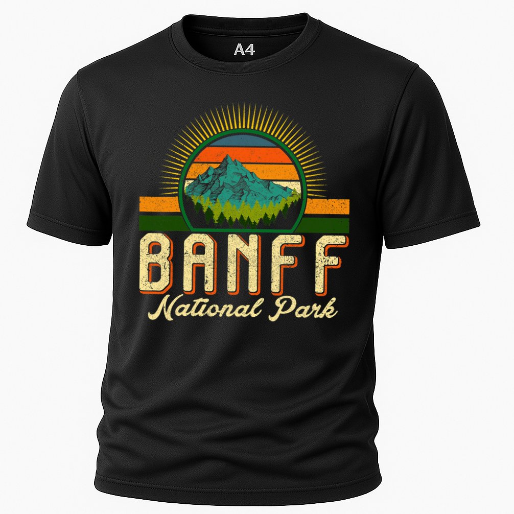 Retro Banff National Park Moutains Camping Hiking Outdoor Cooling Performance Crew T-Shirt