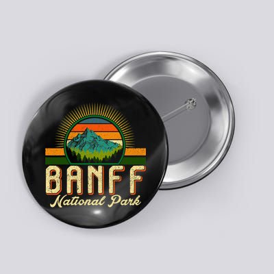Retro Banff National Park Moutains Camping Hiking Outdoor Button