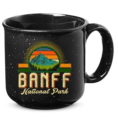Retro Banff National Park Moutains Camping Hiking Outdoor 15oz Campfire Ceramic Mug