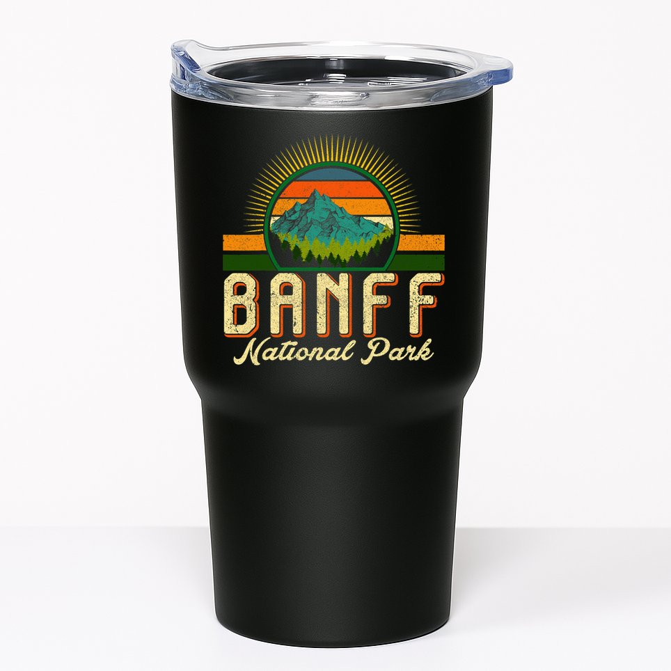 Retro Banff National Park Moutains Camping Hiking Outdoor Tumbler