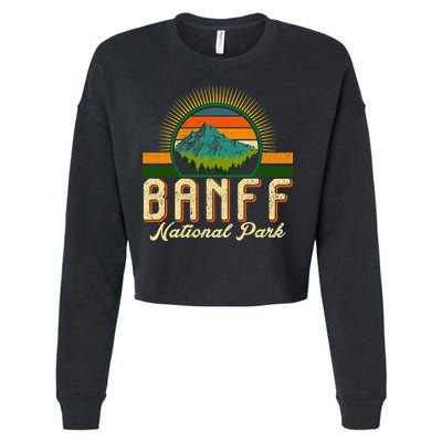 Retro Banff National Park Moutains Camping Hiking Outdoor Cropped Pullover Crew