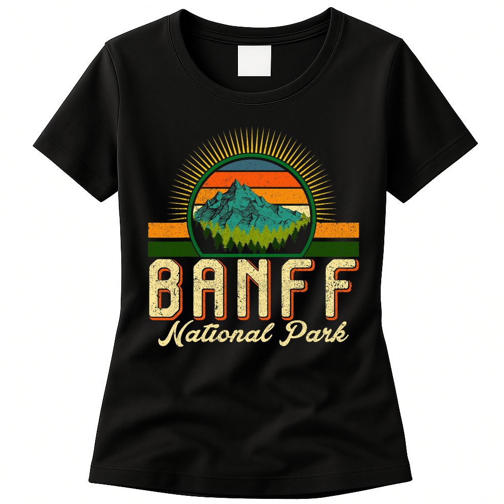 Retro Banff National Park Moutains Camping Hiking Outdoor Womens T-Shirt