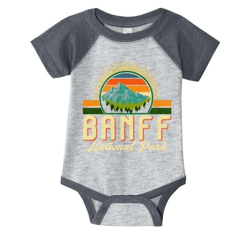 Retro Banff National Park Moutains Camping Hiking Outdoor Infant Baby Jersey Bodysuit