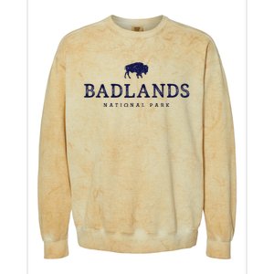 Retro Badlands National Park Bison Hiking Souvenir Colorblast Crewneck Sweatshirt