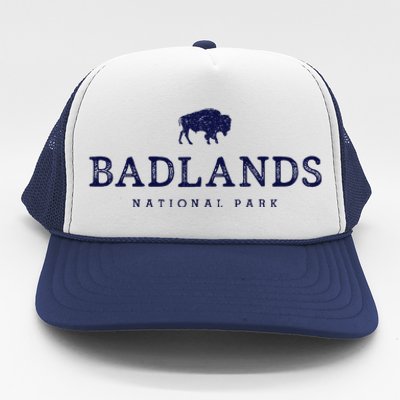 Retro Badlands National Park Bison Hiking Souvenir Trucker Hat