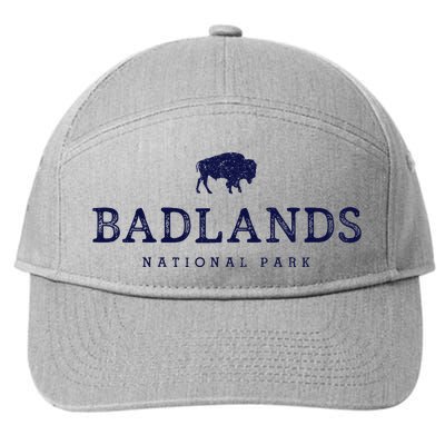 Retro Badlands National Park Bison Hiking Souvenir 7-Panel Snapback Hat