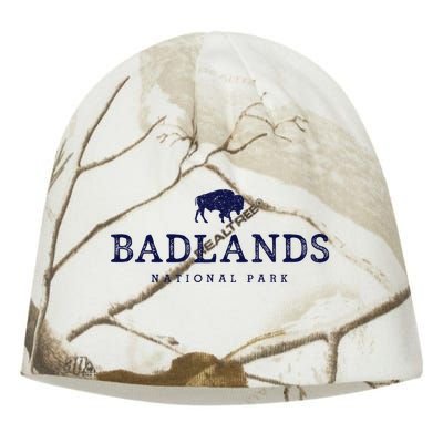 Retro Badlands National Park Bison Hiking Souvenir Kati - Camo Knit Beanie