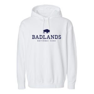 Retro Badlands National Park Bison Hiking Souvenir Garment-Dyed Fleece Hoodie