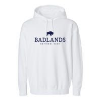 Retro Badlands National Park Bison Hiking Souvenir Garment-Dyed Fleece Hoodie