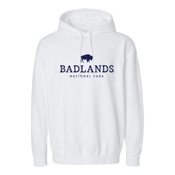 Retro Badlands National Park Bison Hiking Souvenir Garment-Dyed Fleece Hoodie