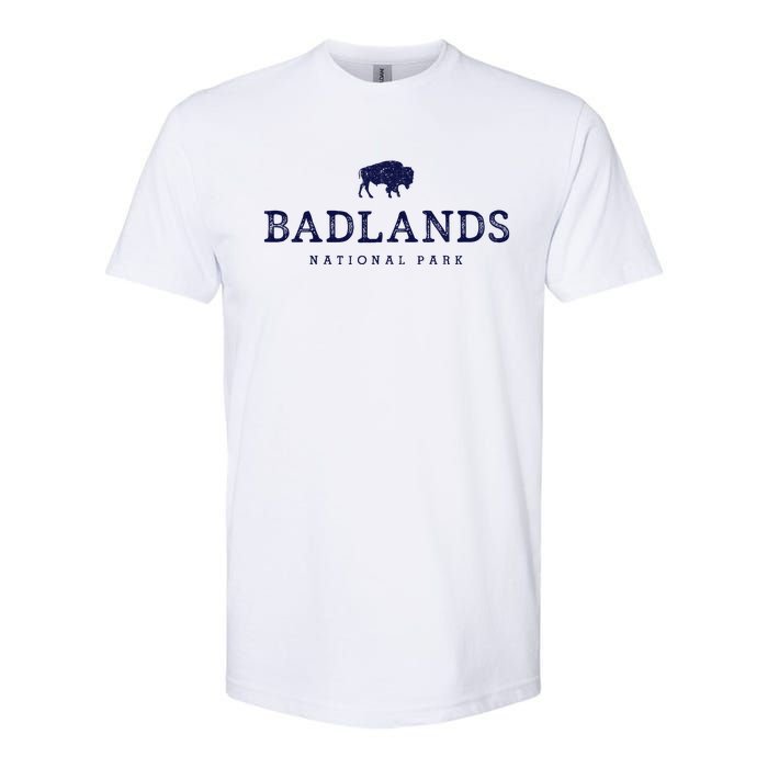 Retro Badlands National Park Bison Hiking Souvenir Softstyle CVC T-Shirt