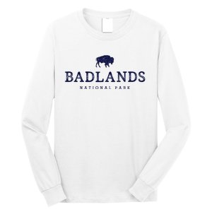 Retro Badlands National Park Bison Hiking Souvenir Long Sleeve Shirt