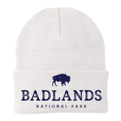 Retro Badlands National Park Bison Hiking Souvenir Knit Cap Winter Beanie