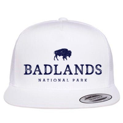 Retro Badlands National Park Bison Hiking Souvenir Flat Bill Trucker Hat