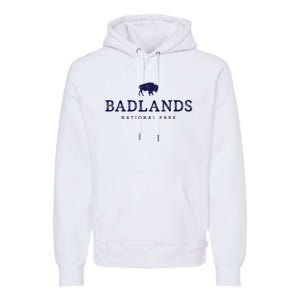 Retro Badlands National Park Bison Hiking Souvenir Premium Hoodie