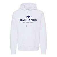 Retro Badlands National Park Bison Hiking Souvenir Premium Hoodie