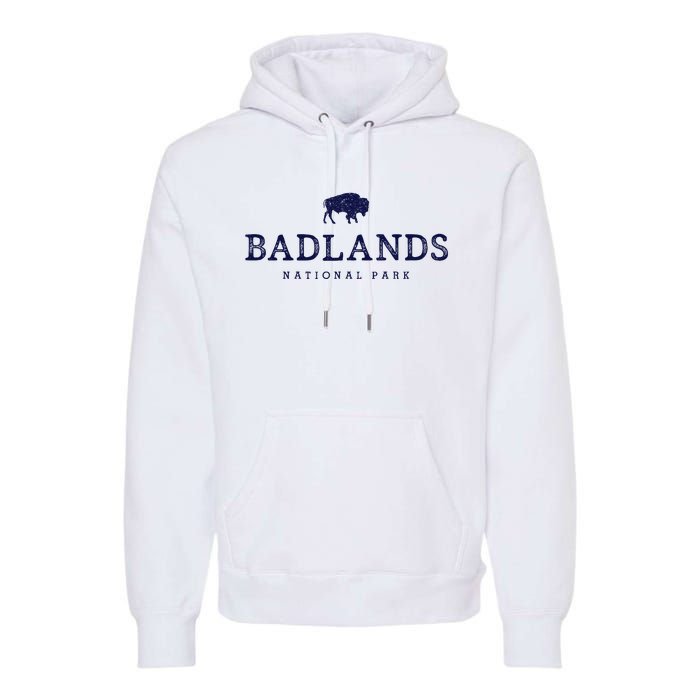 Retro Badlands National Park Bison Hiking Souvenir Premium Hoodie