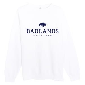 Retro Badlands National Park Bison Hiking Souvenir Premium Crewneck Sweatshirt