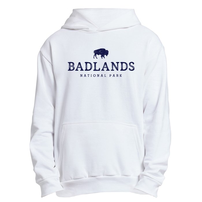 Retro Badlands National Park Bison Hiking Souvenir Urban Pullover Hoodie