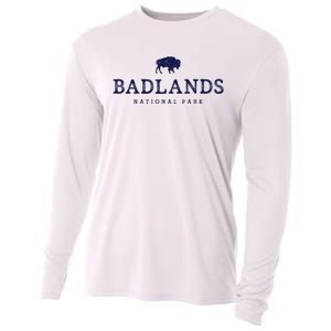 Retro Badlands National Park Bison Hiking Souvenir Cooling Performance Long Sleeve Crew