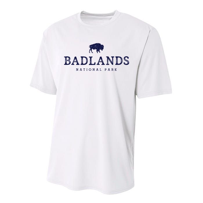 Retro Badlands National Park Bison Hiking Souvenir Performance Sprint T-Shirt